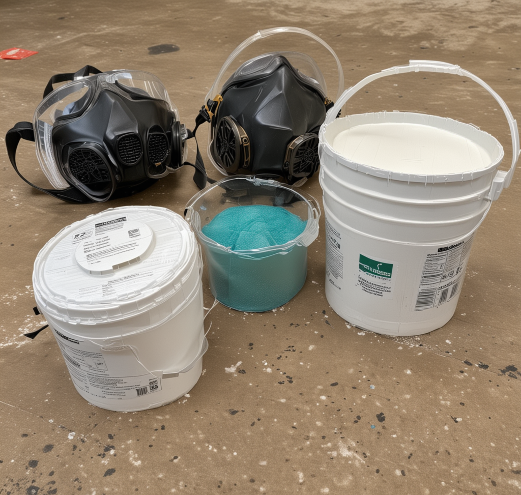 safety equipment next to buckets