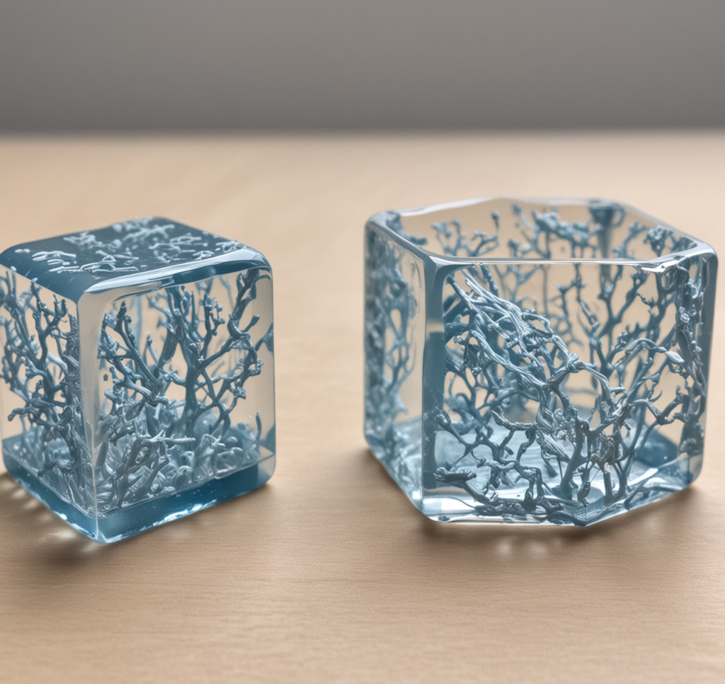 resin 3d print and a plastic 3d print