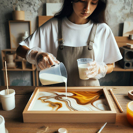 woman working with resin
