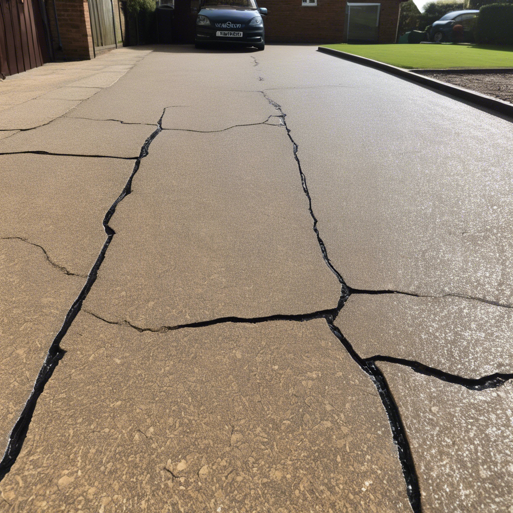 A resin driveway with cracks in it 