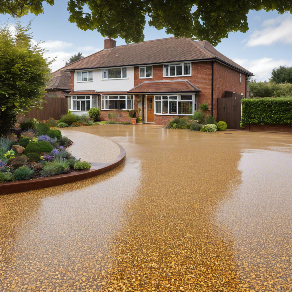 A resin driveway that is wet 