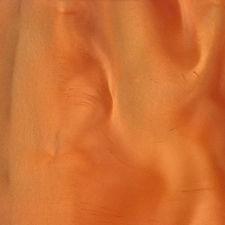 P1330 CORAL A. A warm, orange-colored sample with a soft, matte finish. The image has a subtle texture with faint lines and gentle, undulating creases that create a sense of movement and depth.
