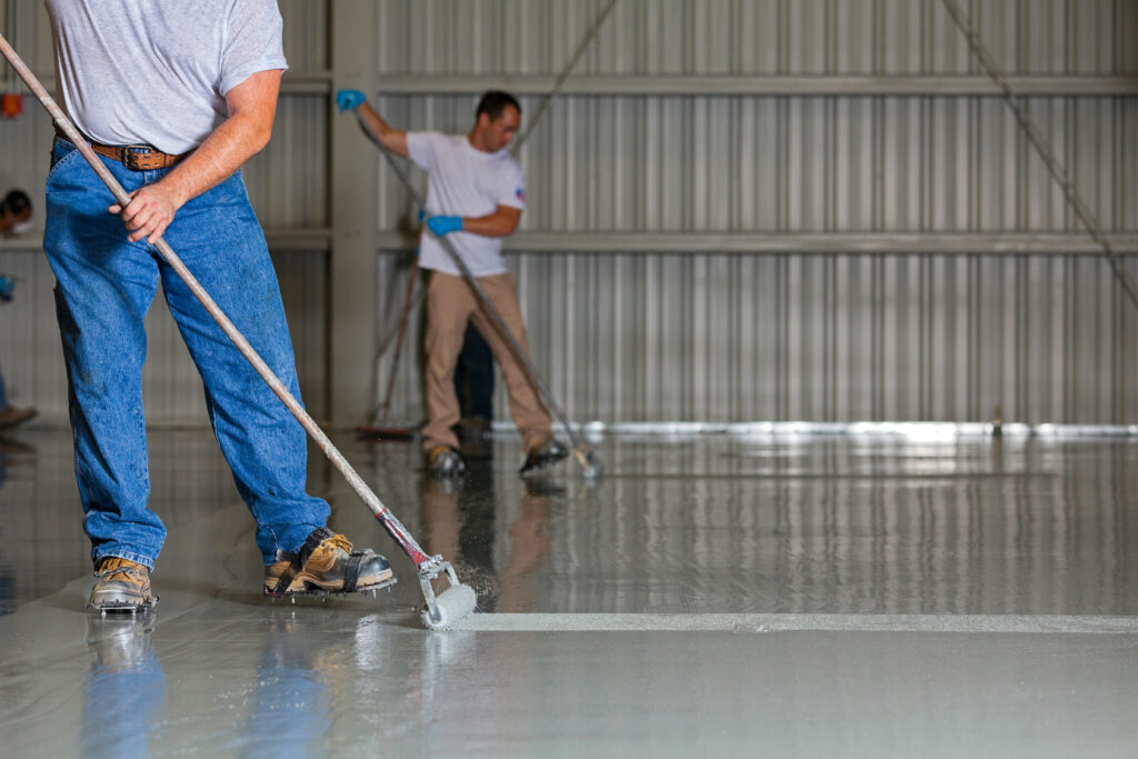 men working on a floor