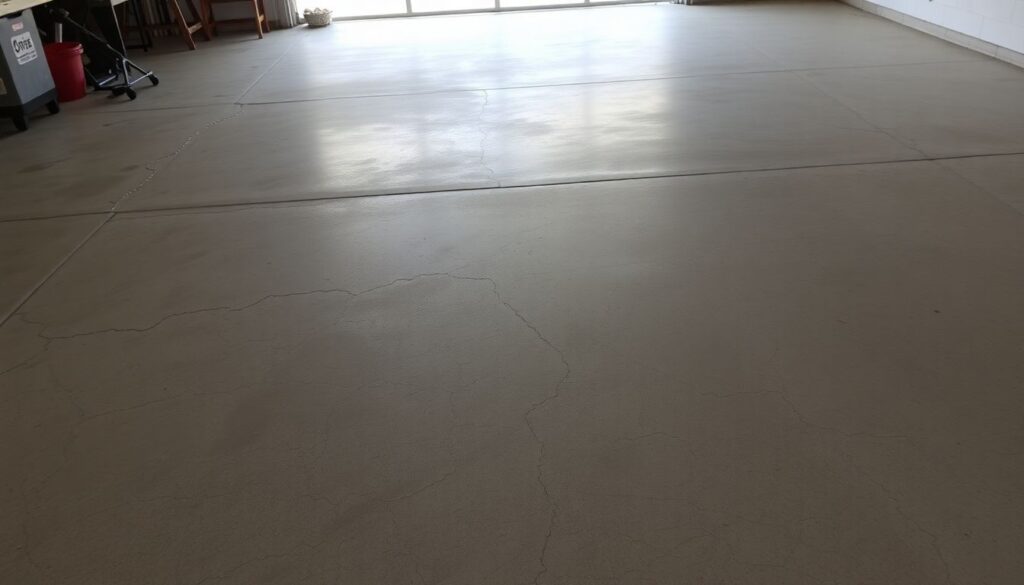 a floor with cracks in it